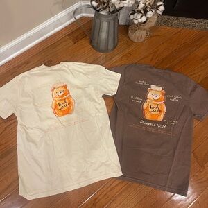 Jesus Christian Honey Bear Kind Words Women's Tee T-Shirt Bundle Lot of 2 Med